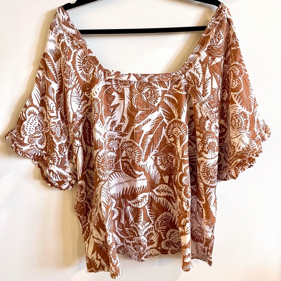 Wonderly Terracotta Floral Gauze Top - Picture 4 of 5